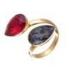Elegant Crystal Silver Night & Scarlet Ignite Ring showcasing a blend of dark and fiery crystals